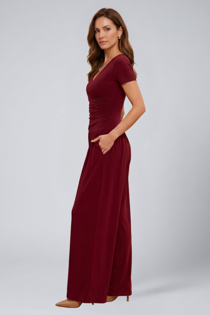 Quiro Wrap-Top Lounge Set – Wide-Leg Pants for All-Day Comfort