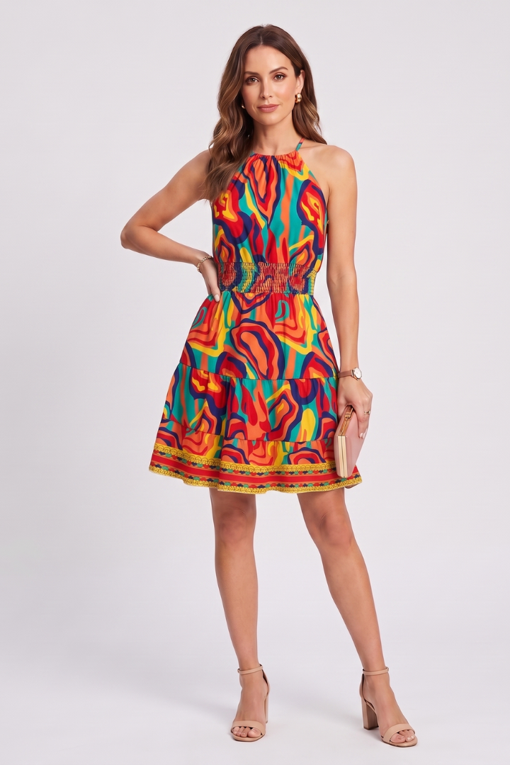Quiro Wrap-Neck Short Romper with Printed Finish – Breezy Summer Style