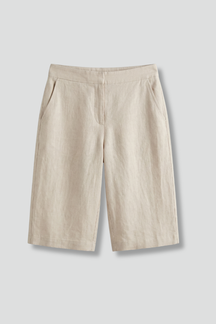 Quiro Elastic-Waist Knee-Length Shorts – Straight-Leg with Side Pockets