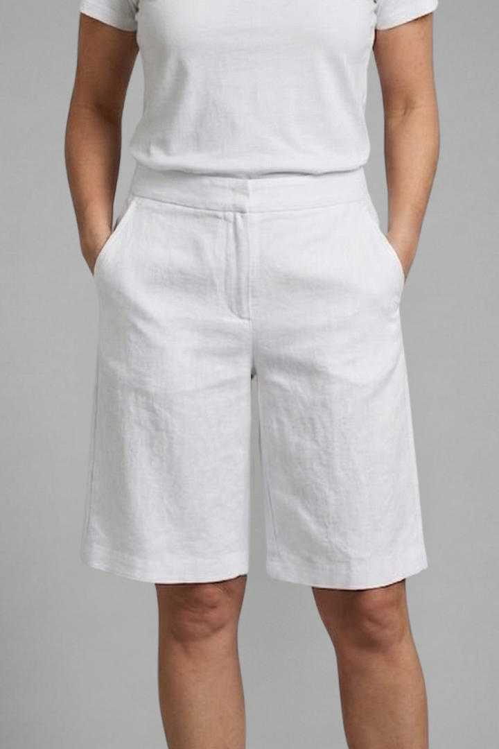 Quiro Elastic-Waist Knee-Length Shorts – Straight-Leg with Side Pockets