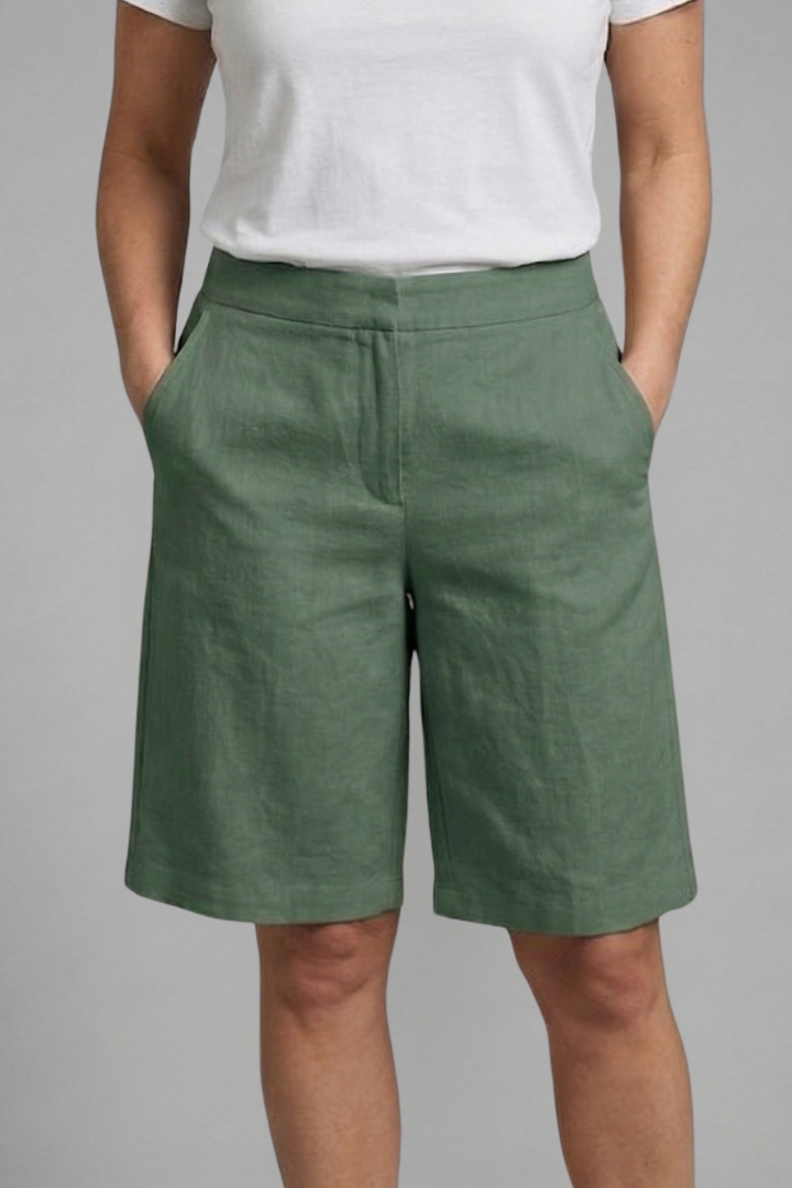 Quiro Elastic-Waist Knee-Length Shorts – Straight-Leg with Side Pockets