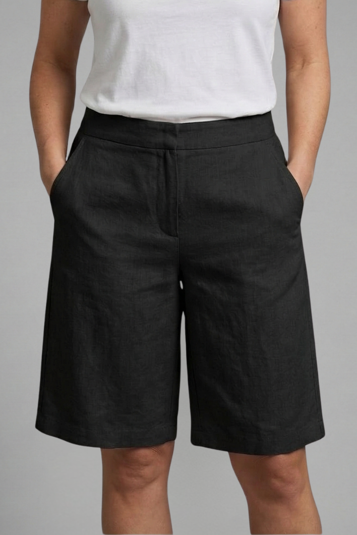 Quiro Elastic-Waist Knee-Length Shorts – Straight-Leg with Side Pockets