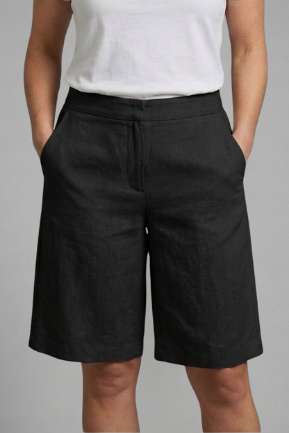 Quiro Elastic-Waist Knee-Length Shorts – Straight-Leg with Side Pockets