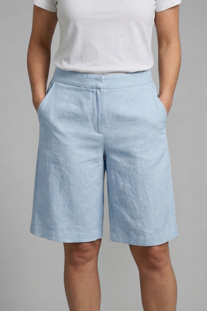 Quiro Elastic-Waist Knee-Length Shorts – Straight-Leg with Side Pockets