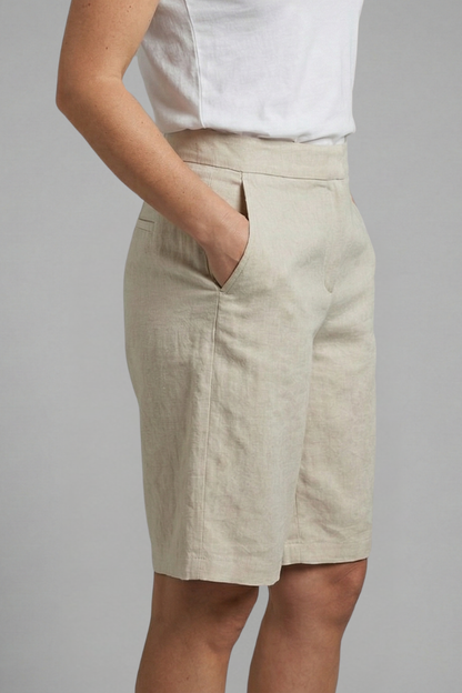 Quiro Elastic-Waist Knee-Length Shorts – Straight-Leg with Side Pockets