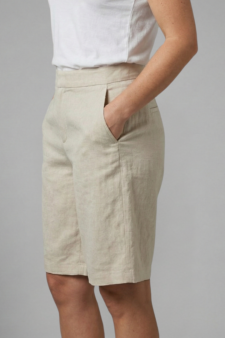 Quiro Elastic-Waist Knee-Length Shorts – Straight-Leg with Side Pockets