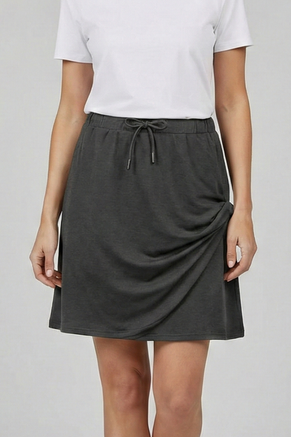 Quiro Drawstring-Waist Skirt – Built-In Shorts for All-Day Versatile Wear