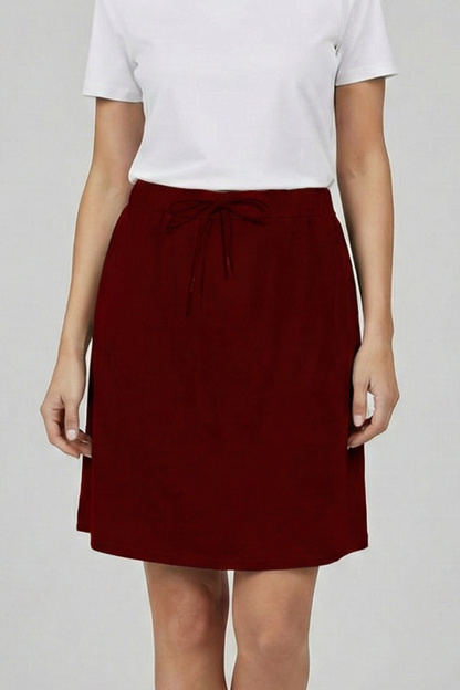 Quiro Drawstring-Waist Skirt – Built-In Shorts for All-Day Versatile Wear