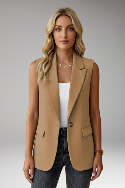 Quiro Sleeveless Notch-Collar Blazer – Polished Fit with Handy Pockets