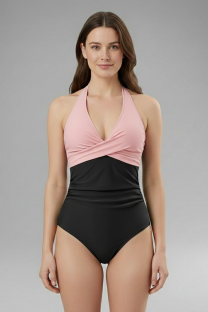 Women's Halter-Neck High-Waisted Swimsuit - Flattering & Chic