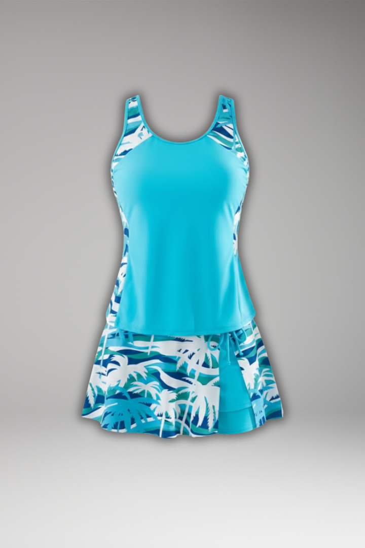 Quiro Racerback Tankini Set with Skirt – Sporty Chic Two-Piece Swimwear for Beach