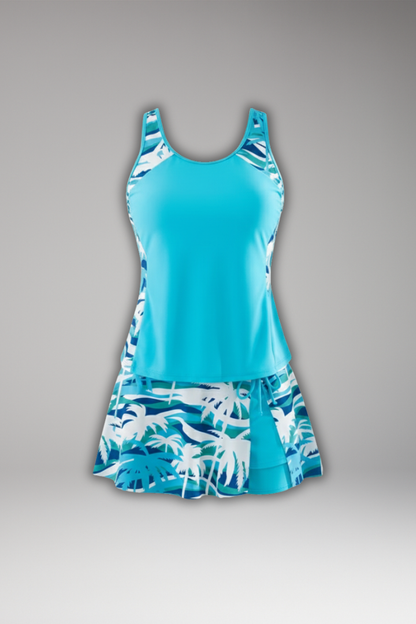 Quiro Racerback Tankini Set with Skirt – Sporty Chic Two-Piece Swimwear for Beach