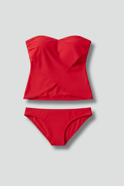 Quiro Strapless Tankini Set with Matching Shorts – Chic Beach Coverage