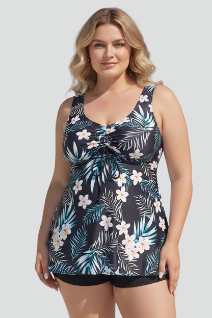 Chic Women's V-Neck Tankini Set with Matching Shorts