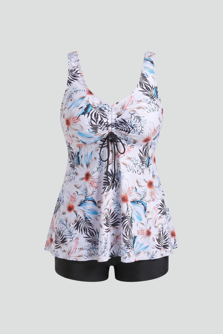 Chic Women's V-Neck Tankini Set with Matching Shorts