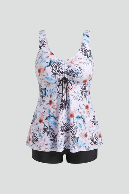 Chic Women's V-Neck Tankini Set with Matching Shorts