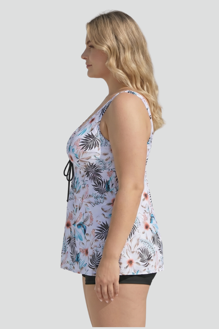 Chic Women's V-Neck Tankini Set with Matching Shorts