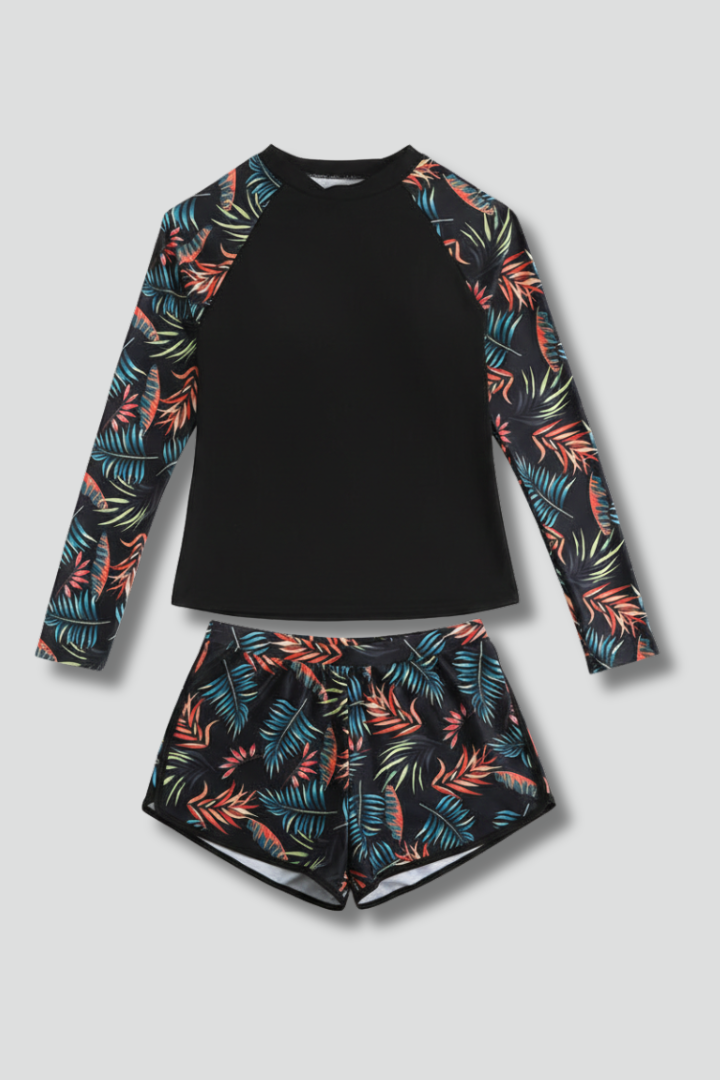 Quiro Long-Sleeve Tankini with Printed Shorts – Chic Summer Beach Style