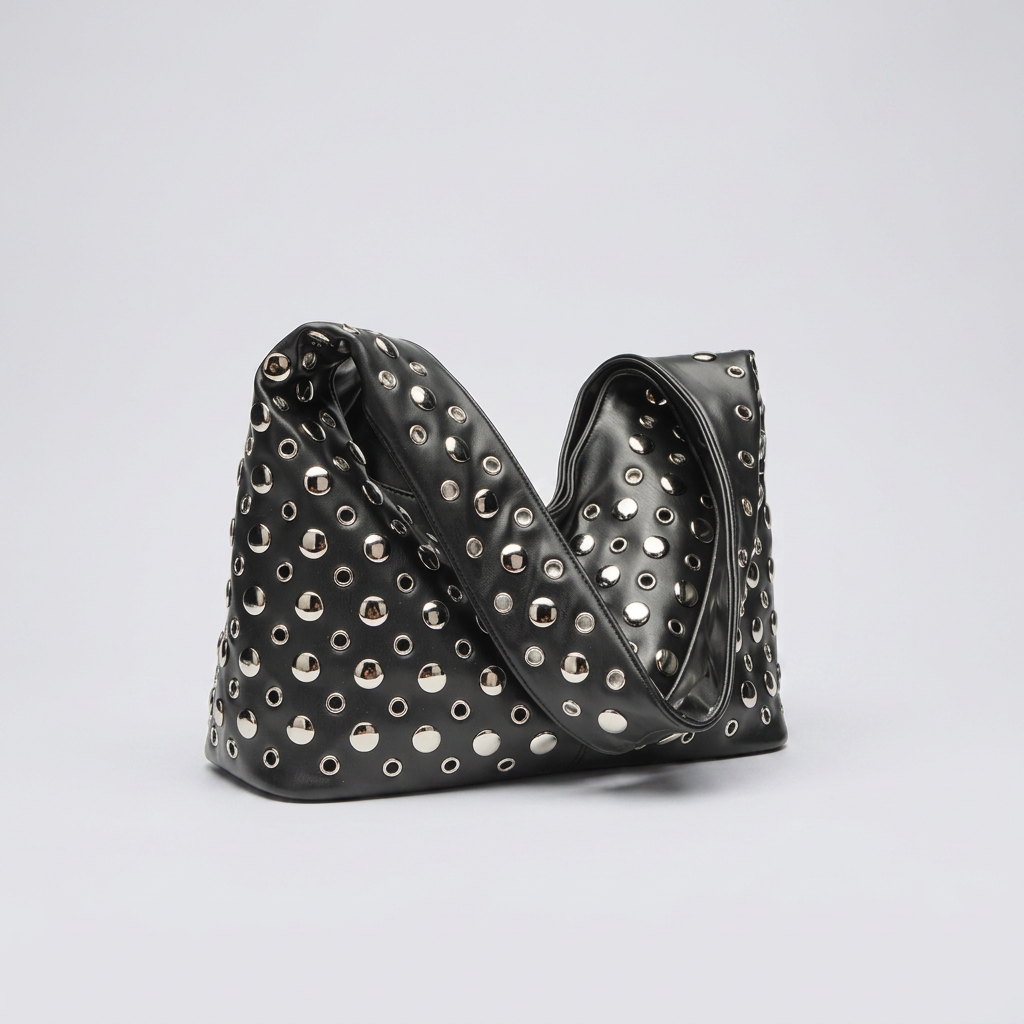 Quiro Vivian Hobo Bag – PU Leather Rivet-Detailed Chic Shoulder Bag