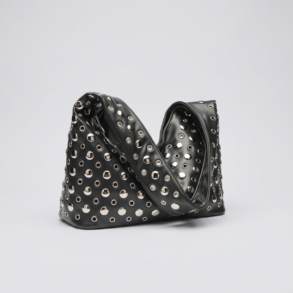 Quiro Vivian Hobo Bag – PU Leather Rivet-Detailed Chic Shoulder Bag