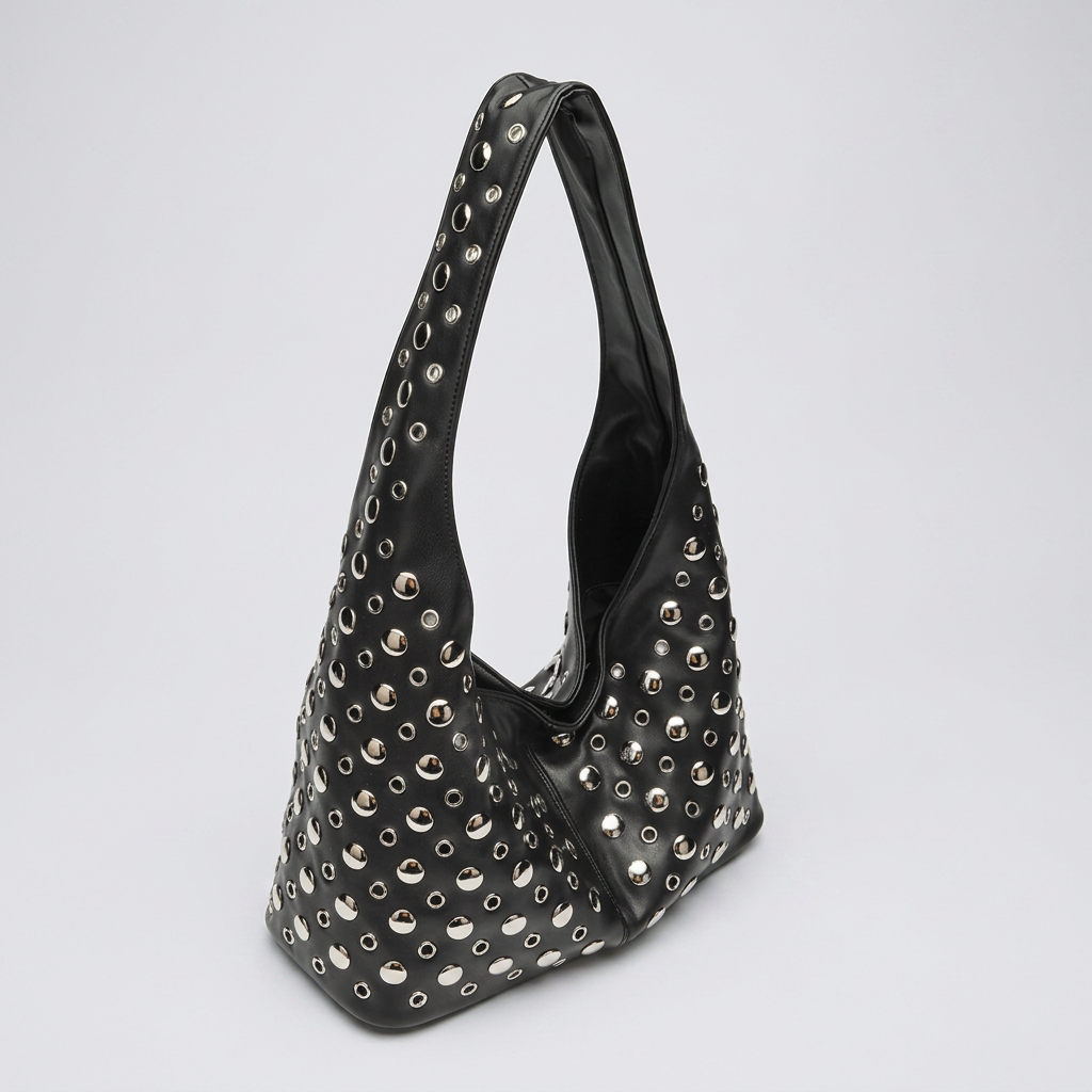Quiro Vivian Hobo Bag – PU Leather Rivet-Detailed Chic Shoulder Bag