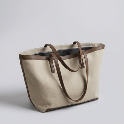 Quiro Oriana Canvas Tote Bag – PU Leather Trim Everyday Carry Essential