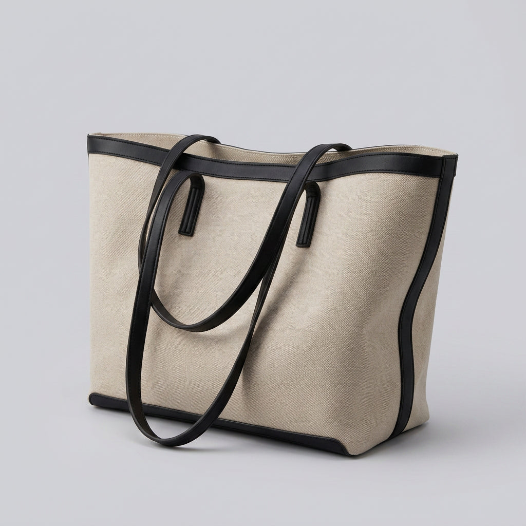 Quiro Oriana Canvas Tote Bag – PU Leather Trim Everyday Carry Essential